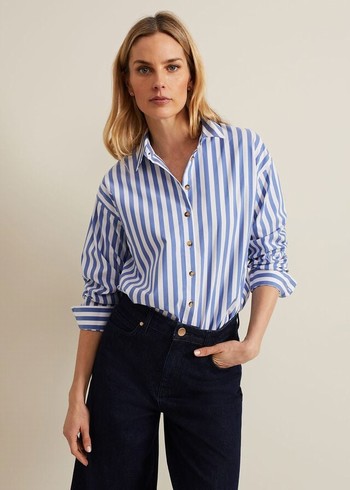 Phase Eight Stripe Shirts Blue USA | 0279834-XJ